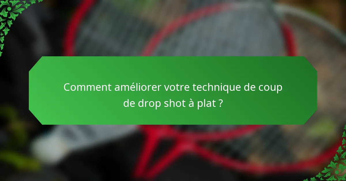 Comment améliorer votre technique de coup de drop shot à plat ?