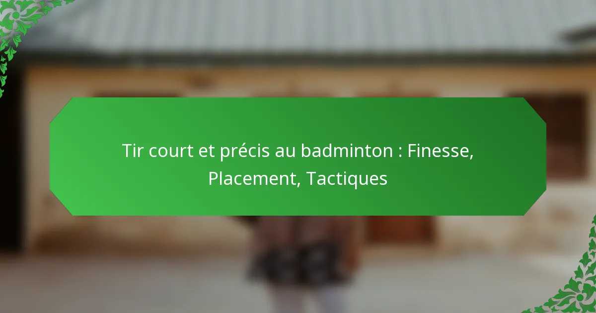 Tir court et précis au badminton : Finesse, Placement, Tactiques