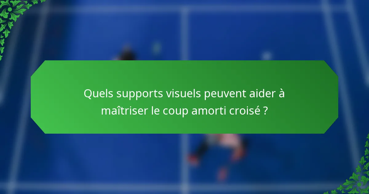 Quels supports visuels peuvent aider à maîtriser le coup amorti croisé ?